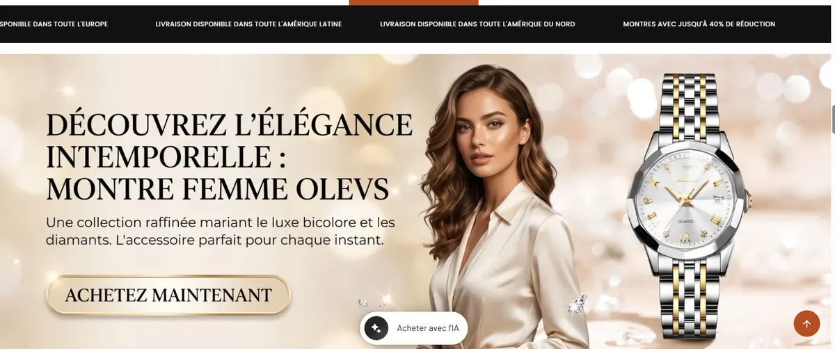Página inicial do e-commerce internacional exibida no card de projeto