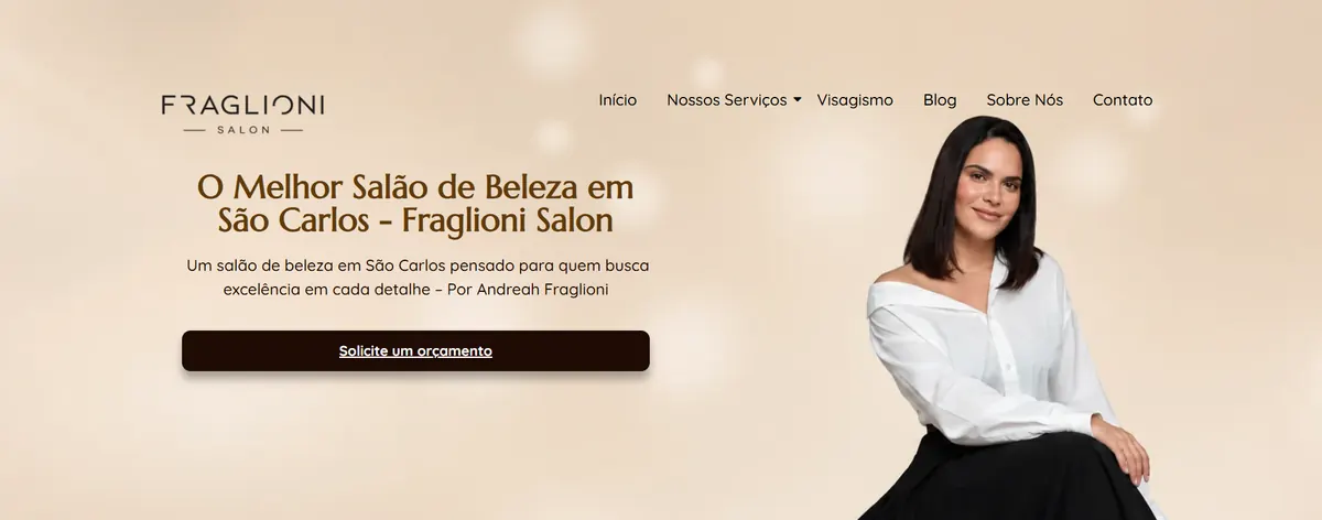 Página inicial do site da Fraglioni Salon exibida no card de projeto